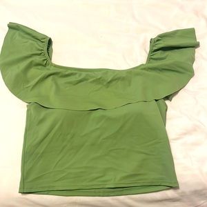 Large Green Ruffled Around Top
